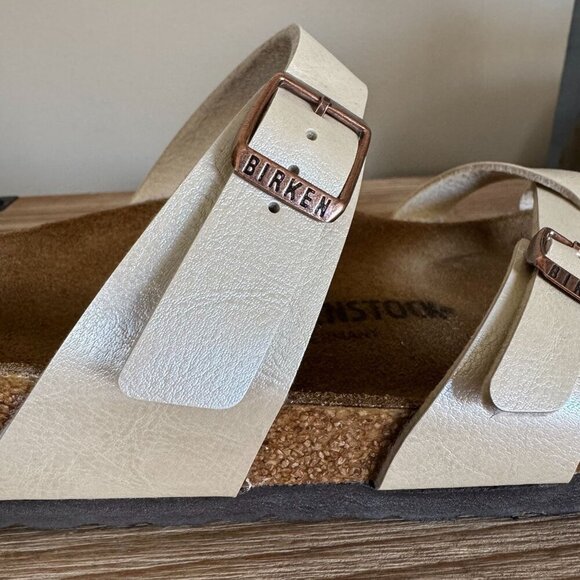 Birkenstock Mayari Graceful Pearl Irredescent Vegan Criss Cross Thong Sandal - Picture 5 of 14